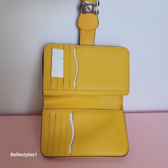 COACH Tabby Smooth Leather Medium Bifold Wallet – Canary color - Picture 15 of 16